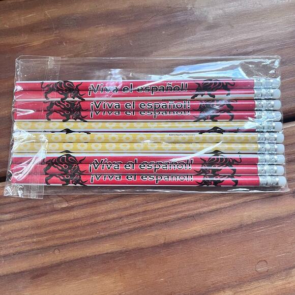 Viva El Espanol Spain Toro Bull Red Yellow Pencils (8) (S399) - Picture 2 of 3